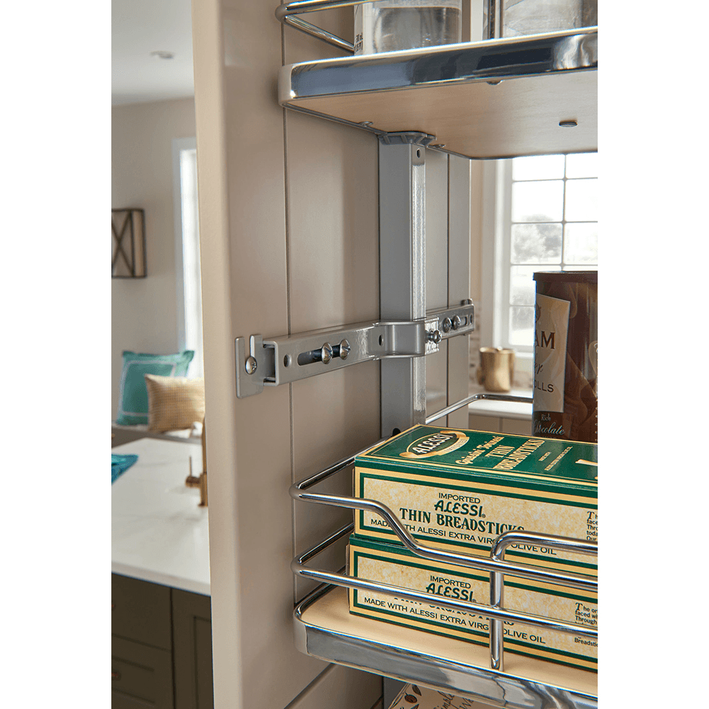 21-23/32" 4-Shelf Solid Bottom Pull-Out Pantry with Soft-Closing, Light Brown Alt 4 - Image