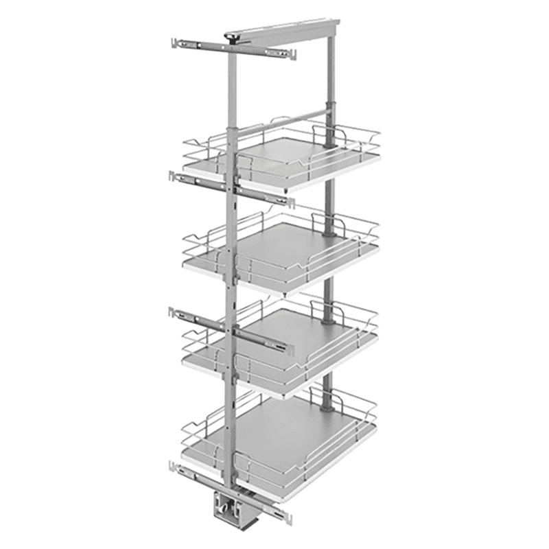 16-1/4" x 50-3/4" 4-Shelf Pullout Pantry with Soft-Closing, Gray - Main Image