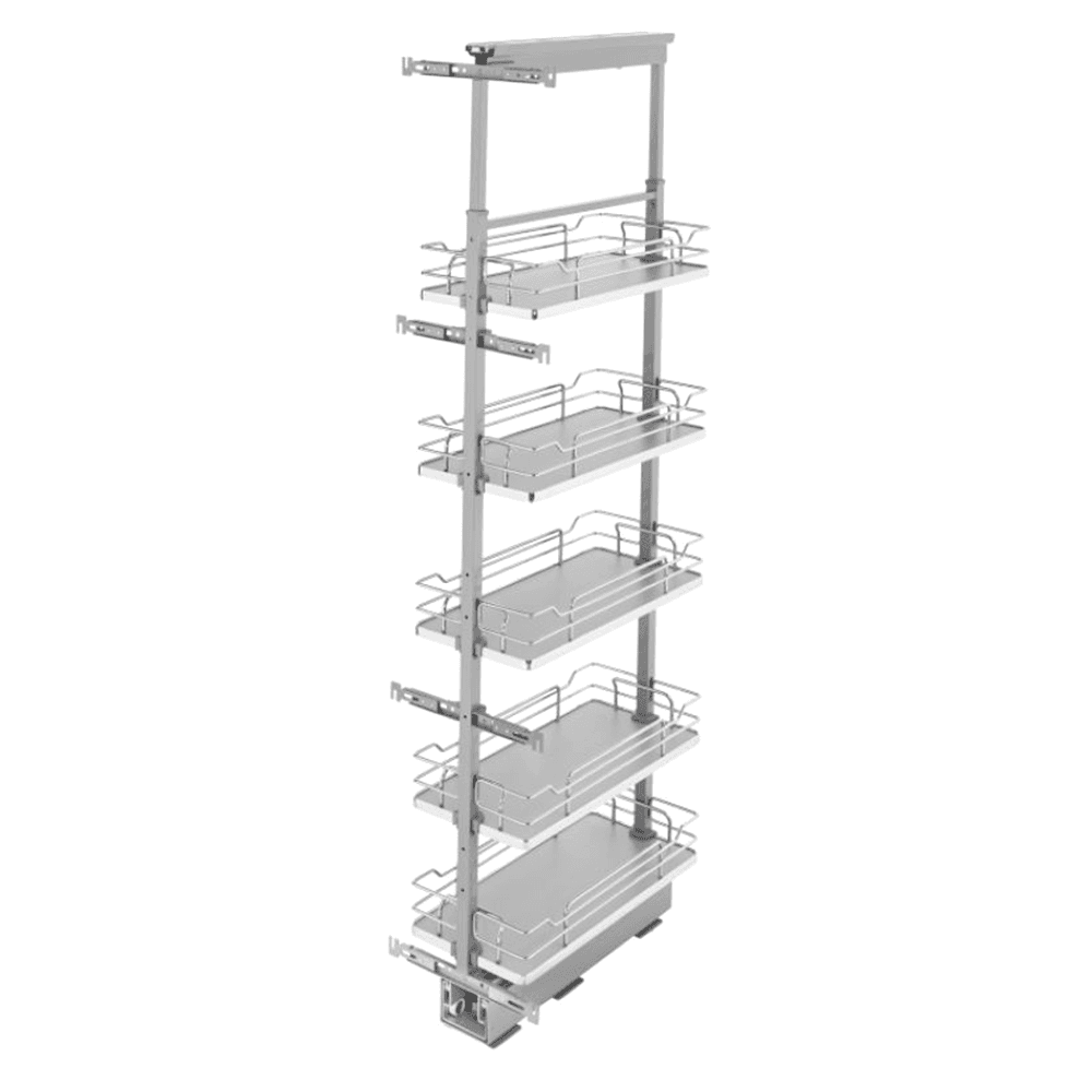 10-1/4" x 58-1/4" 6-Shelf Pullout Pantry with Soft-Closing, Gray - Main Image