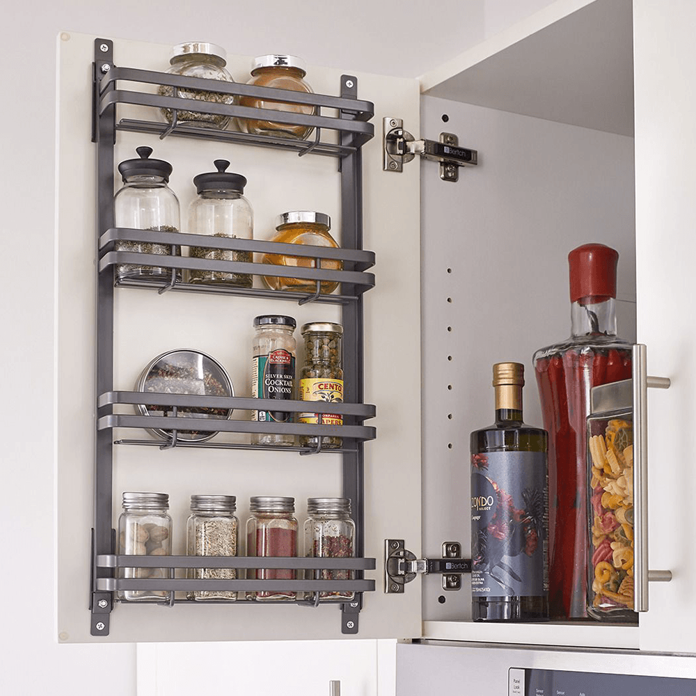 7-7/8" 4-Tier Door-Mount Spice Rack, Glossy - Alt Image 1