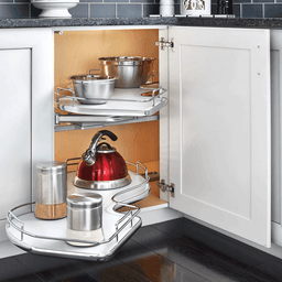 1-Tier Right-Hand The Cloud Blind Corner Cabinet Organizer for 21" Cabinet Opening, Chrome/Gray - Alt Image 3