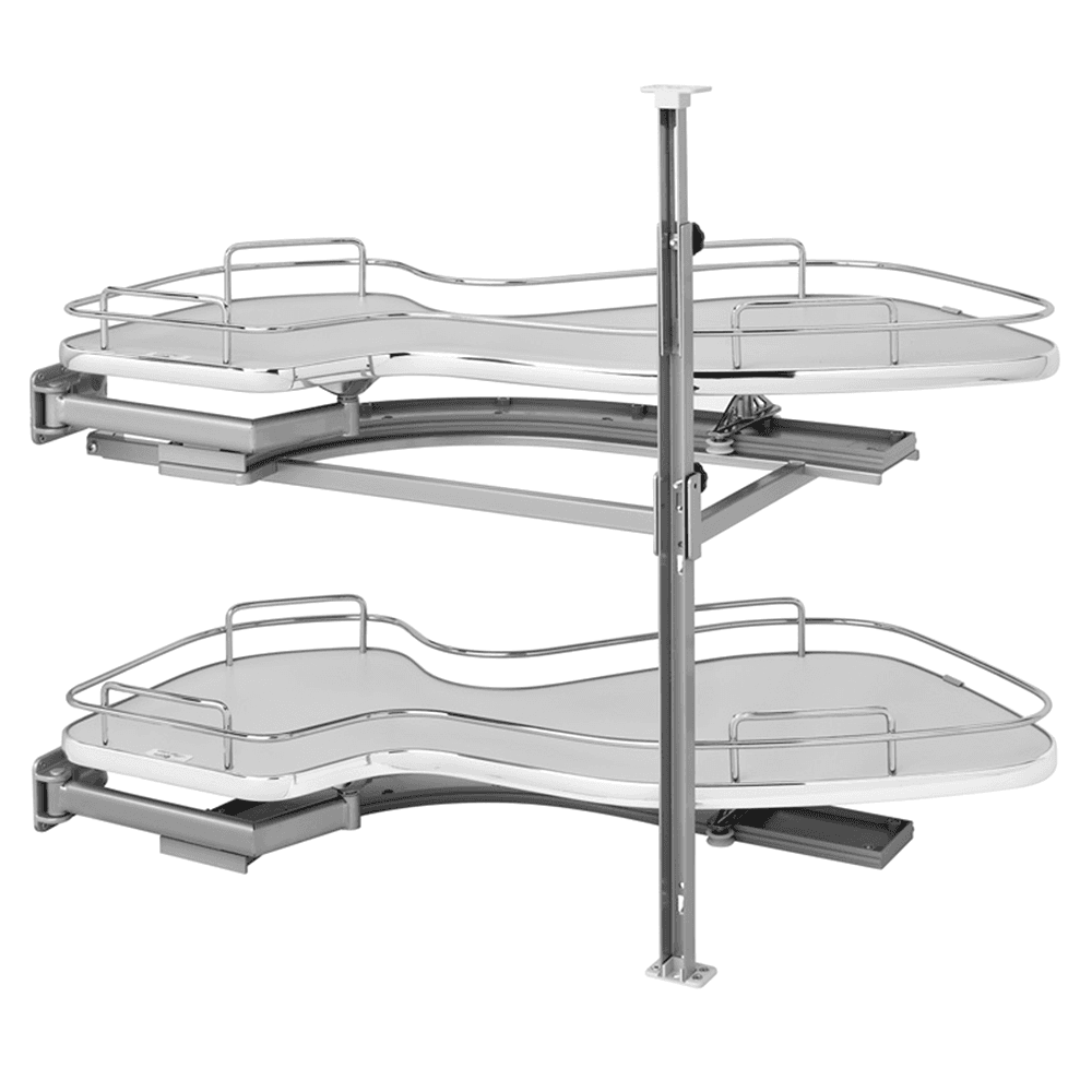 2-Tier Left-Hand The Cloud Blind Corner Cabinet Organizer for 15" Cabinet Opening, Chrome/Gray - Main Image