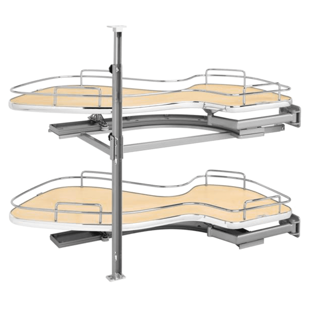 2-Tier Right-Hand The Cloud Blind Corner Cabinet Organizer for 15" Cabinet Opening, Chrome/Maple - Main Image