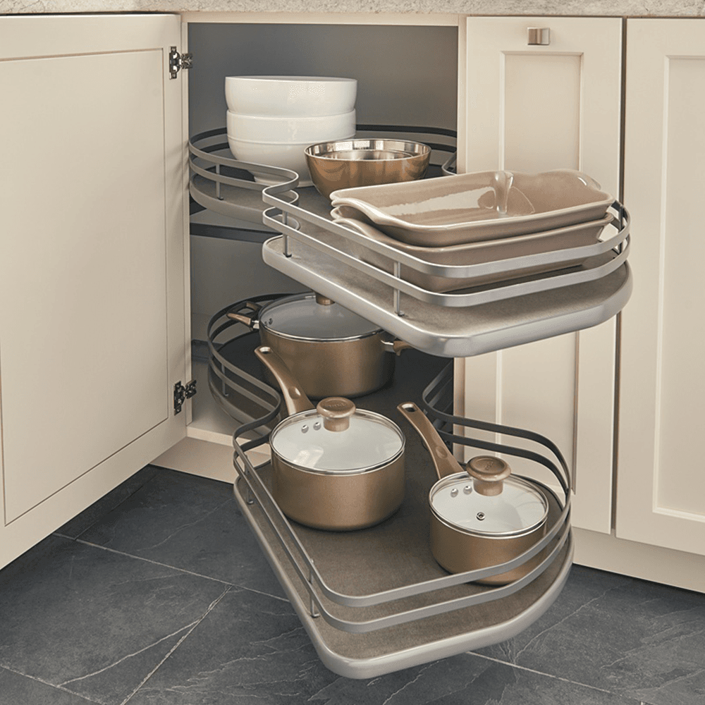 2-Tier Left-Hand Contemporary Organizer for 18" Cabinet Opening, Orion Gray - Alt Image 1