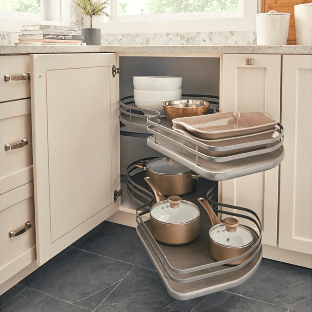 2-Tier Left-Hand Contemporary Organizer for 18" Cabinet Opening, Orion Gray - Alt Image 2