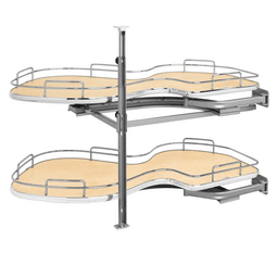 2-Tier Right-Hand The Cloud Blind Corner Cabinet Organizer for 18" Cabinet Opening, Chrome/Maple - Main Image