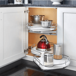 2-Tier Right-Hand The Cloud Blind Corner Cabinet Organizer for 21" Cabinet Opening, Chrome/Gray - Alt Image 4