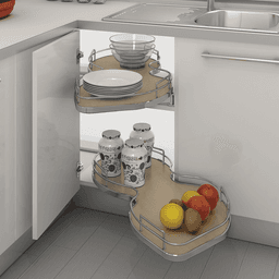 2-Tier Right-Hand The Cloud Blind Corner Cabinet Organizer for 21" Cabinet Opening, Chrome/Maple - Alt Image 5