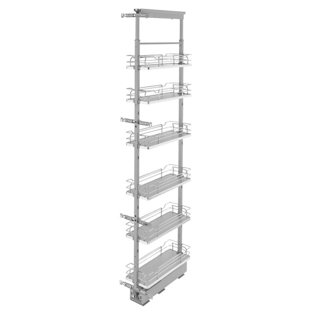 8-1/4" x 73-5/8" 6-Shelf Pullout Pantry with Soft-Closing, Gray - Main Image