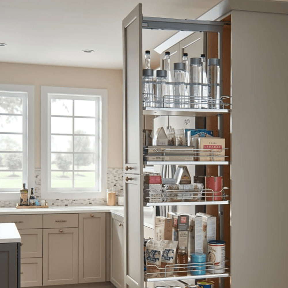 10-1/4" x 73-5/8" 6-Shelf Pullout Pantry with Soft-Closing, Gray - Alt Image 1