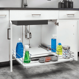 29-11/16" U-Shaped Solid Bottom Pullout with BLUMOTION Soft-Closing, Maple - Alt Image 1
