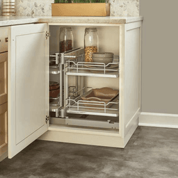 2-Tier Universal Blind Corner Optimizer with Soft-Closing for 15" Cabinet Opening, Chrome/Gray - Alt Image 3