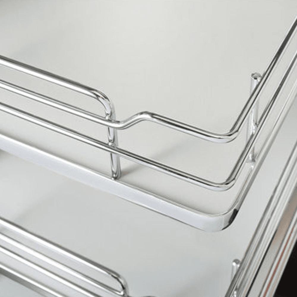 3-Tier Universal Blind Corner Optimizer with Soft-Closing for 15" Cabinet Opening, Chrome/Gray - Alt Image 1