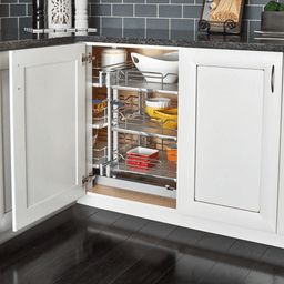 3-Tier Universal Blind Corner Optimizer with Soft-Closing for 15" Cabinet Opening, Chrome/Gray - Alt Image 4