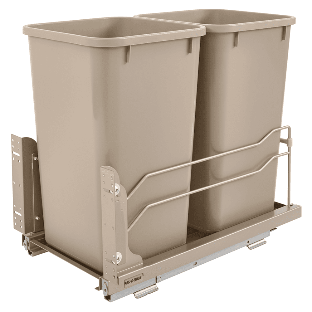 Double 27 QT Under-Mount Waste Container, Soft-Closing, Champagne - Main Image