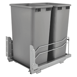 Double 27 QT Bottom-Mount Pull Out Waste Container, Soft-Closing for 18" Cabinet Opening, Orion Gray - Main Image