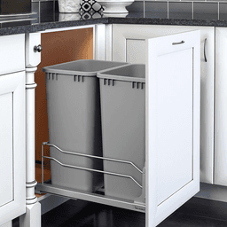 Double 27 QT Bottom-Mount Pull Out Waste Container, Soft-Closing for 18" Cabinet Opening, Orion Gray - Alt Image 1