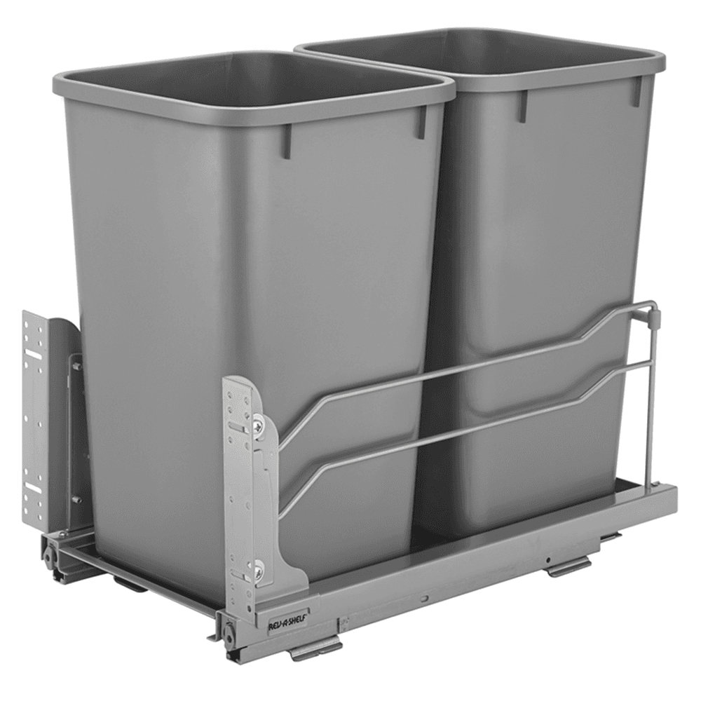 Double 27 QT Under-Mount Waste Container, Soft-Closing, Silver - Main Image