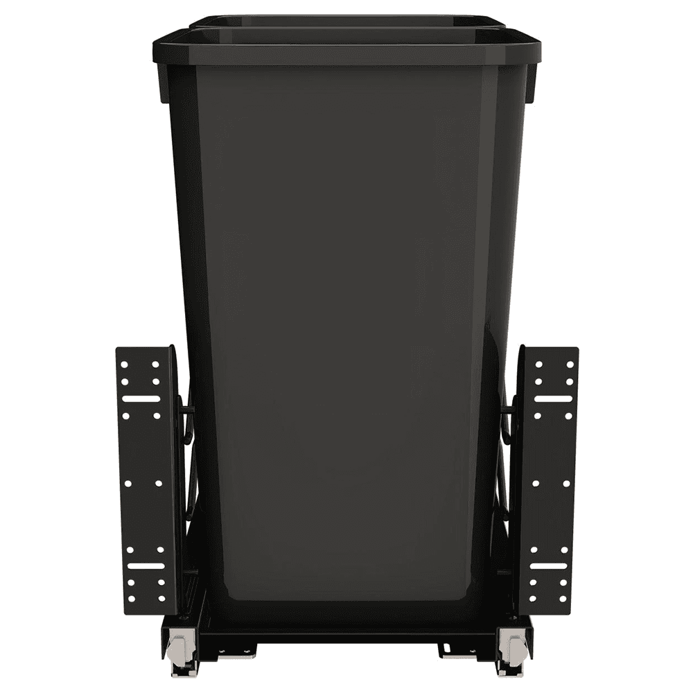 53WC Double 27 QT Steel Bottom Mount Pullout Waste Container with Soft-Close, Black Alt 1 - Image