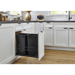 53WC Double 27 QT Steel Bottom Mount Pullout Waste Container with Soft-Close, Black Alt 3 - Image