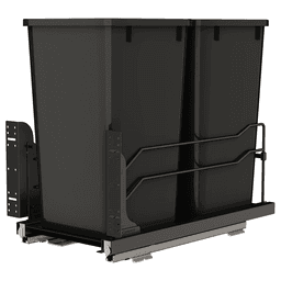 53WC Double 27 QT Steel Bottom Mount Pullout Waste Container with Soft-Close, Black Main - Image