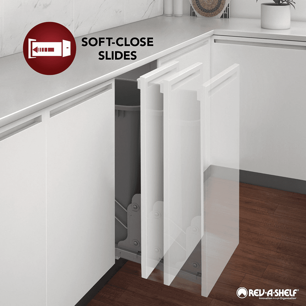 53WC Double 27 QT Steel Bottom Mount Pullout Waste Container with Soft-Close, Black Alt 8 - Image