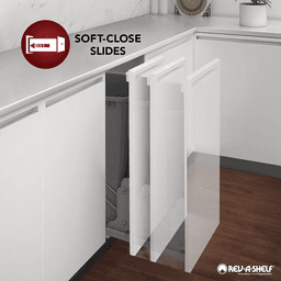 53WC Double 27 QT Steel Bottom Mount Pullout Waste Container with Soft-Close, Black Alt 8 - Image