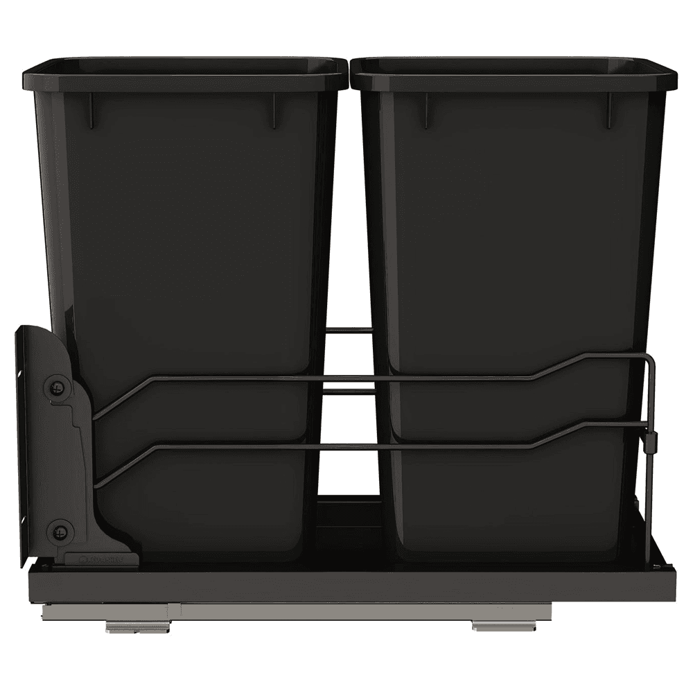 53WC Double 27 QT Steel Bottom Mount Pullout Waste Container with Soft-Close, Black Alt 6 - Image