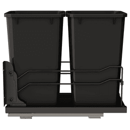 53WC Double 27 QT Steel Bottom Mount Pullout Waste Container with Soft-Close, Black Alt 6 - Image