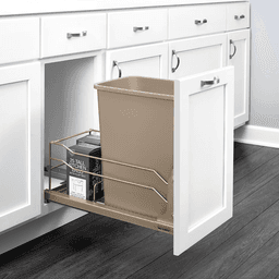 Single 35 QT Under-Mount Waste Container Pullout, Soft-Closing, Champagne - Alt Image 1