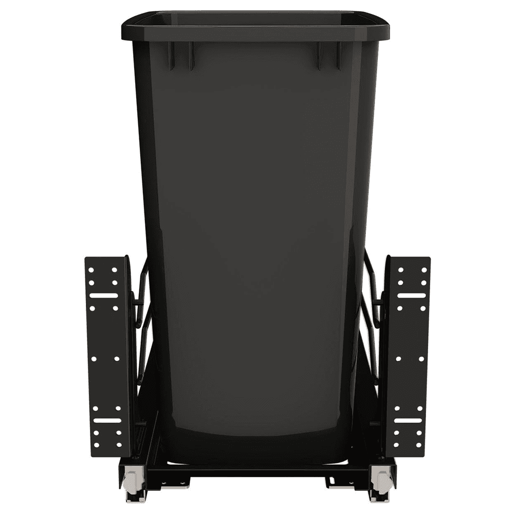 53WC Single 35 QT Steel Bottom Mount Pullout Waste Container with Soft-Close, Black Alt 1 - Image
