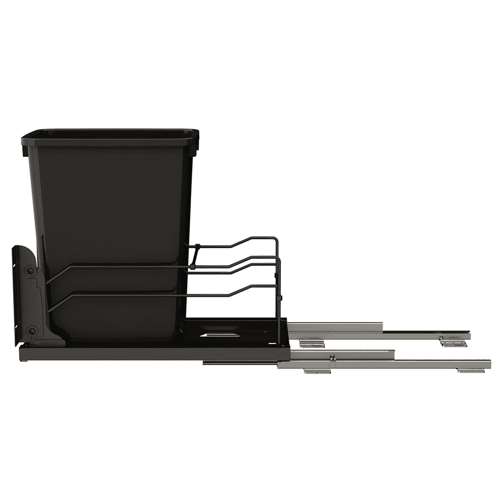 53WC Single 35 QT Steel Bottom Mount Pullout Waste Container with Soft-Close, Black Alt 4 - Image