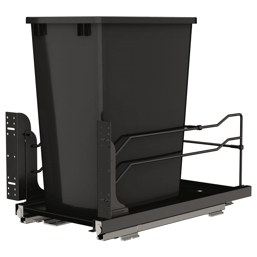 53WC Single 35 QT Steel Bottom Mount Pullout Waste Container with Soft-Close, Black Main - Image