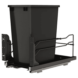 53WC Single 35 QT Steel Bottom Mount Pullout Waste Container with Soft-Close, Black Main - Image