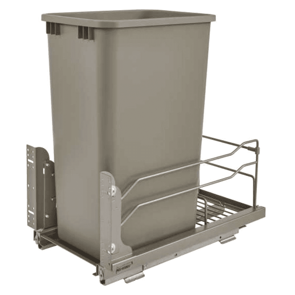 Single 50 QT Under-Mount Waste Container Pullout, Soft-Closing, Champagne - Main Image