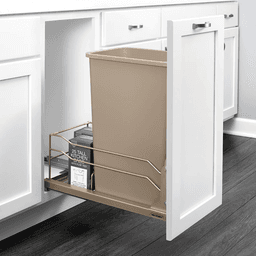 Single 50 QT Under-Mount Waste Container Pullout, Soft-Closing, Champagne - Alt Image 1