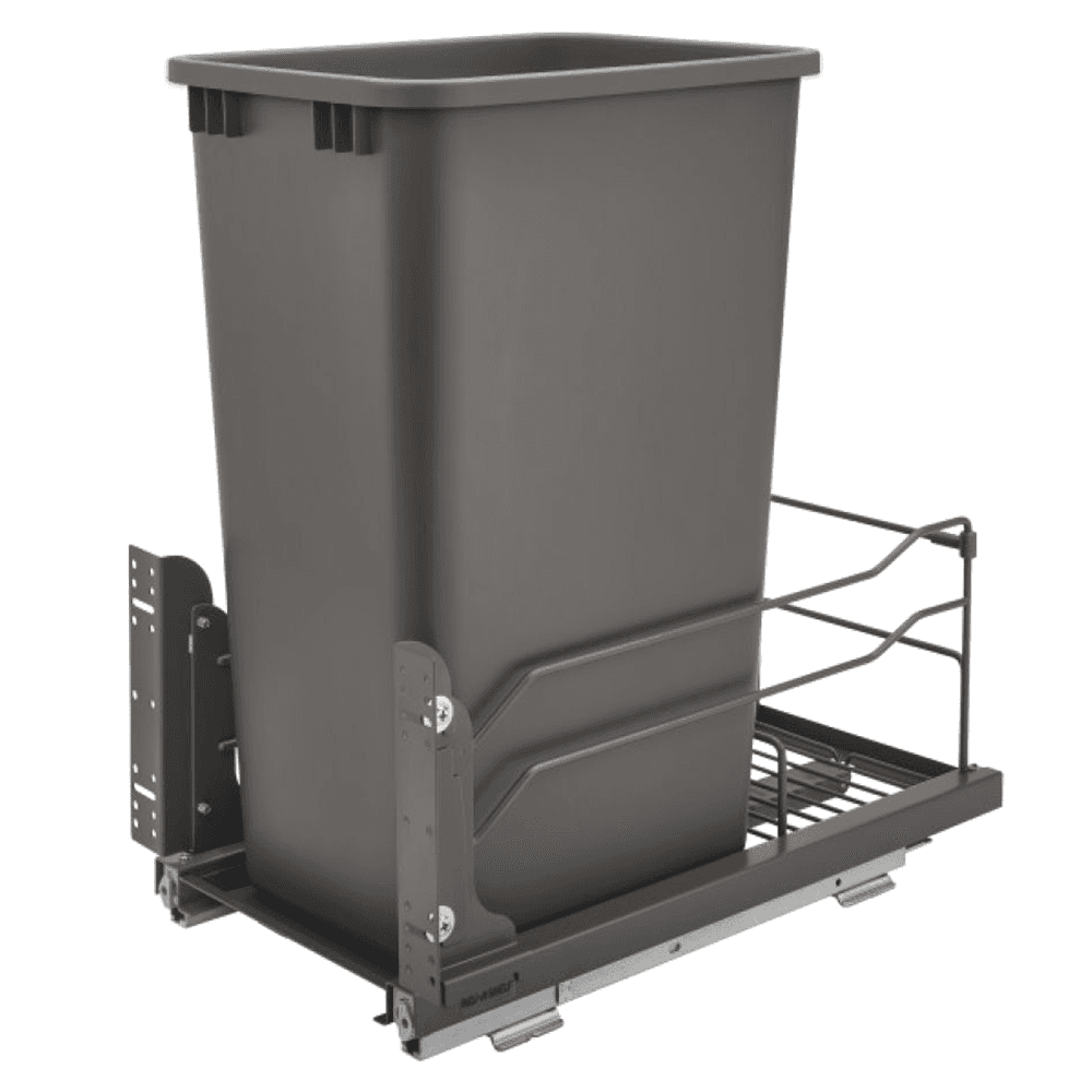 Single 50 QT Bottom-Mount Waste Container Pullout, Soft-Closing, Orion Gray - Main Image