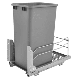 Single 50 QT Under-Mount Waste Container Pullout, Soft-Closing, Silver - Main Image