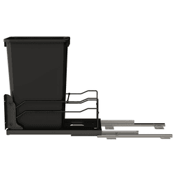 53WC Single 50 QT Steel Bottom Mount Pullout Waste Container with Soft-Close, Black Alt 4 - Image