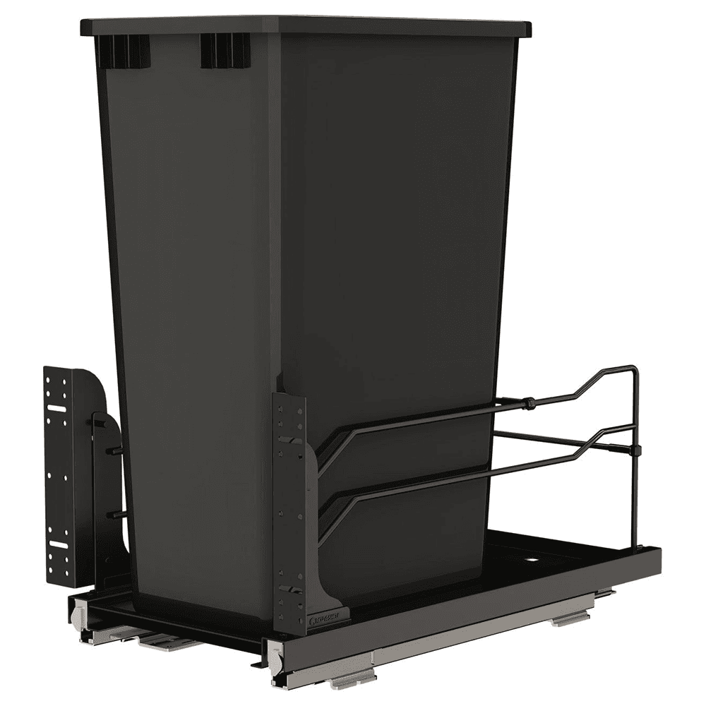 53WC Single 50 QT Steel Bottom Mount Pullout Waste Container with Soft-Close, Black Main - Image