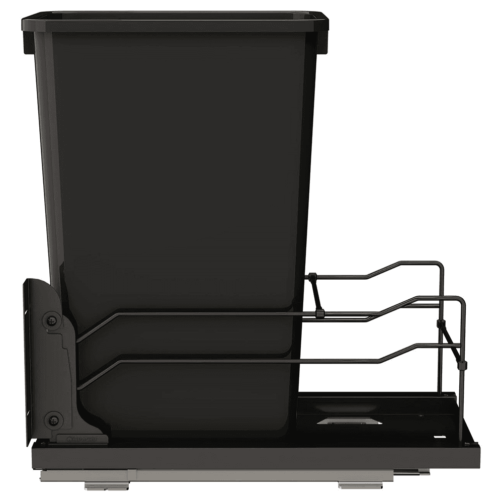 53WC Single 50 QT Steel Bottom Mount Pullout Waste Container with Soft-Close, Black Alt 5 - Image