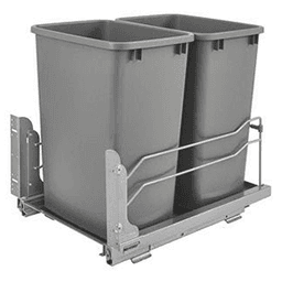 Double 35 QT Bottom Mount Pullout Waste Container, Soft-Closing for 14-1/2", Silver Main - Image