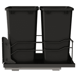 53WC Double 35 QT Steel Bottom Mount Pullout Waste Container, Soft-Close for 18" Cabinet Opening, Black Alt 1 - Image
