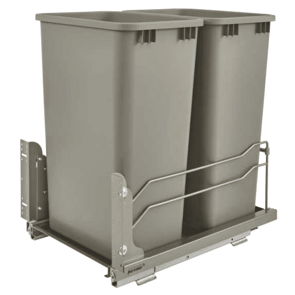 Double 50 QT Under-Mount Waste Container, Soft-Closing for 15-1/2" Cabinet Opening, Champagne - Main Image