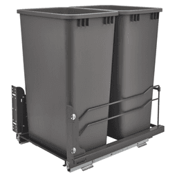 Double 50 QT Bottom-Mount Waste Container, Soft-Closing for 21" Cabinet Opening, Orion Gray - Main Image
