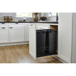 53WC Double 50 QT Steel Bottom Mount Pullout Waste Container with Soft-Close, Black Alt 3 - Image