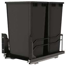 53WC Double 50 QT Steel Bottom Mount Pullout Waste Container with Soft-Close, Black Main - Image