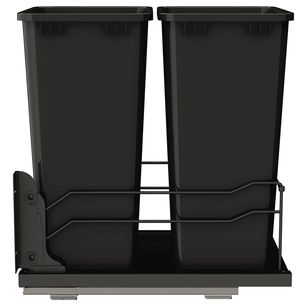 53WC Double 50 QT Steel Bottom Mount Pullout Waste Container with Soft-Close, Black Alt 6 - Image