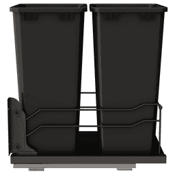 53WC Double 50 QT Steel Bottom Mount Pullout Waste Container with Soft-Close, Black Alt 6 - Image