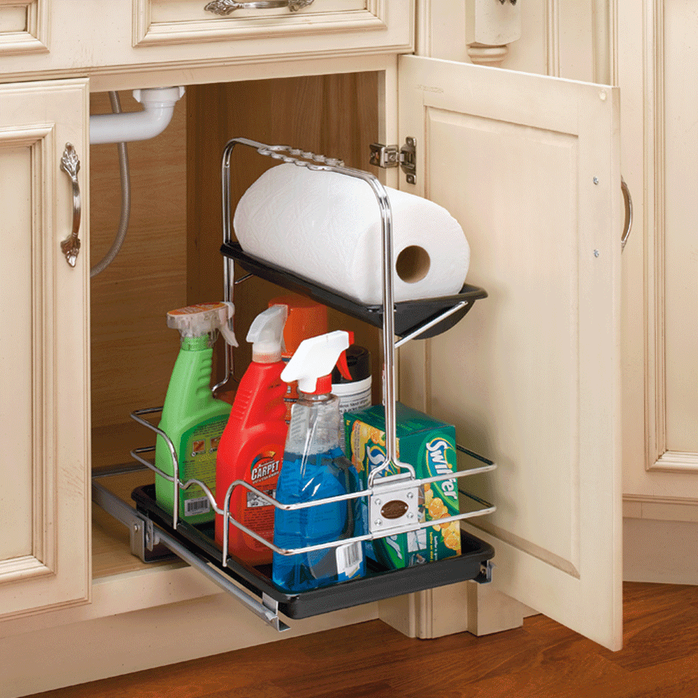 11-1/4" Undersink Removable Caddy, Chrome - Alt Image 1
